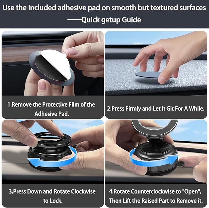 Car Phone Holder for Magsafe, 360° Adjustable Foldable Car Mount [108LBS Strongest Suction & 2800gf Magnetic] Portable for Car/Gym/Mirror Mount/Daily Stand for iPhone and All Smartphones, Black