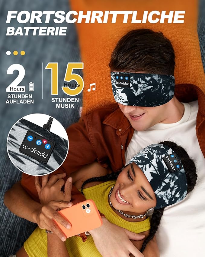 LC-dolida Sleep Headphones Bluetooth 5.4, Headband Earphones Wireless, Sleep Mask for Sleeping, Sports, Gifts, Workout, Jogging, Yoga,Insomnia, Air Travel, Meditation