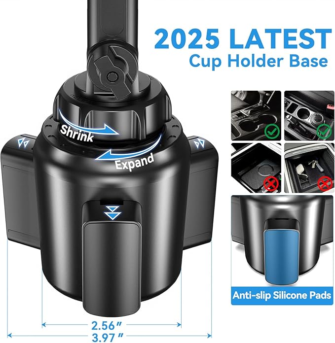 Miracase for Magsafe Car Mount Charger, 15W Fast Charging Cup Holder Phone Holder Wireless Magnetic Charger with Heat Dissipation System Only Fit iPhone 16/15/14/13/12 Series