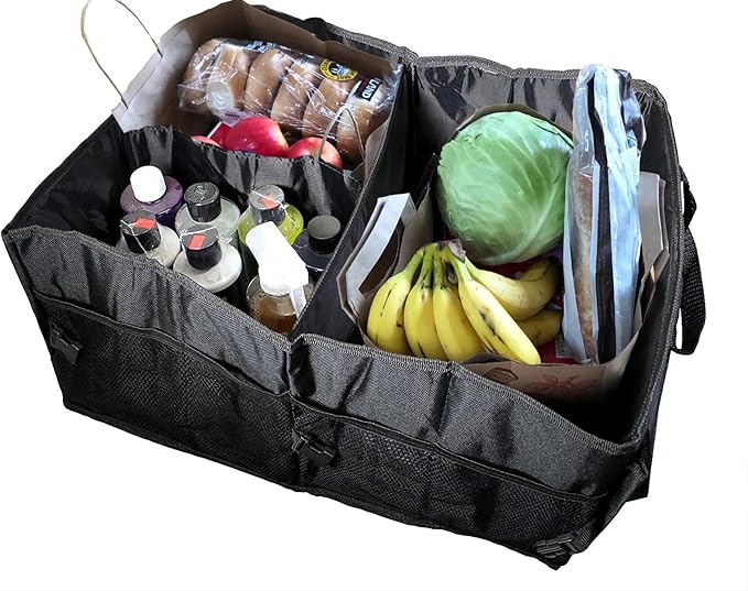 VViViD Folding Car Trunk Storage Organizer with configurable interior compartments