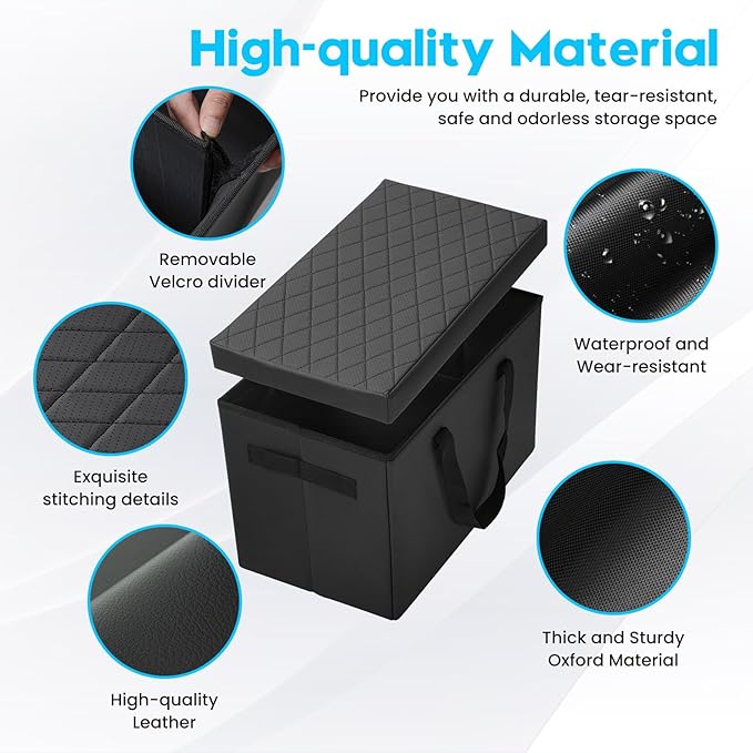 Autorder Car Seat Organizer for 2020-2025 2026 Ford Explorer Accessories Portable Backseat Organizer with Lid Handles Multipurpose Car Floor Storage for Kids Toys Baby Products Daily Necessities