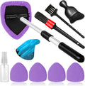 10pcs Windshield Cleaner Tool, Car Window Cleaning Wash Kit with 4 Reusable Microfiber Pads 1 Spray Bottle and Extendable Handle Auto Glass Wiper Kit, Purple