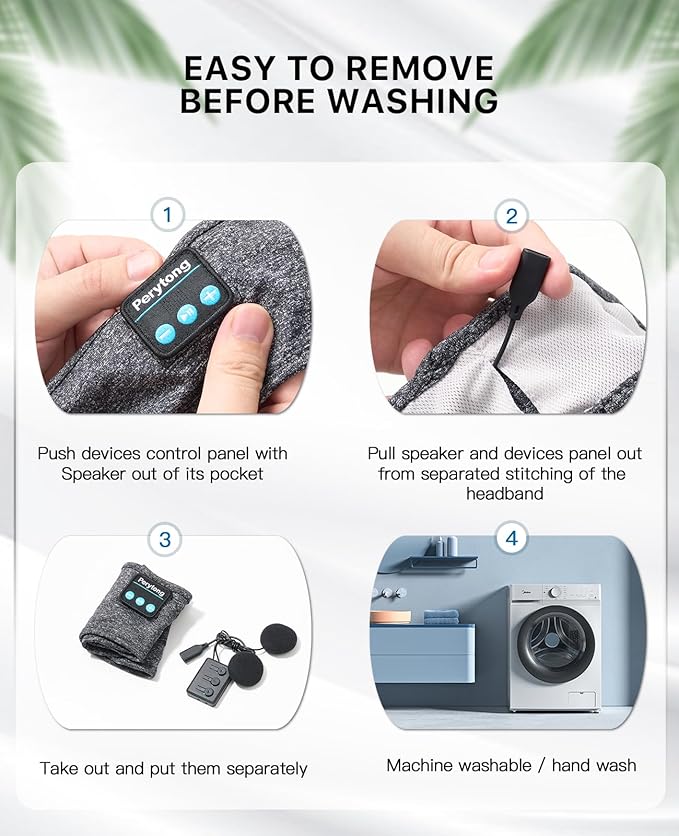 Perytong Sleep Headphones Wireless, Bluetooth Sports Headband Headphones with Ultra-Thin HD Stereo Speakers Perfect for Sleeping,Workout,Jogging,Yoga,Insomnia, Air Travel, Meditation (Grey)