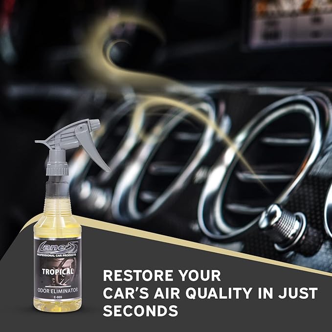 Lane's Premium Car Air Fresheners - Tropical Odor Eliminator Scent - 16oz Eliminate Bad Odors of Pet & Food From Car Interior Leather, Carpet, Upholstery Great For Cars, Trucks, SUVs, RVs & More
