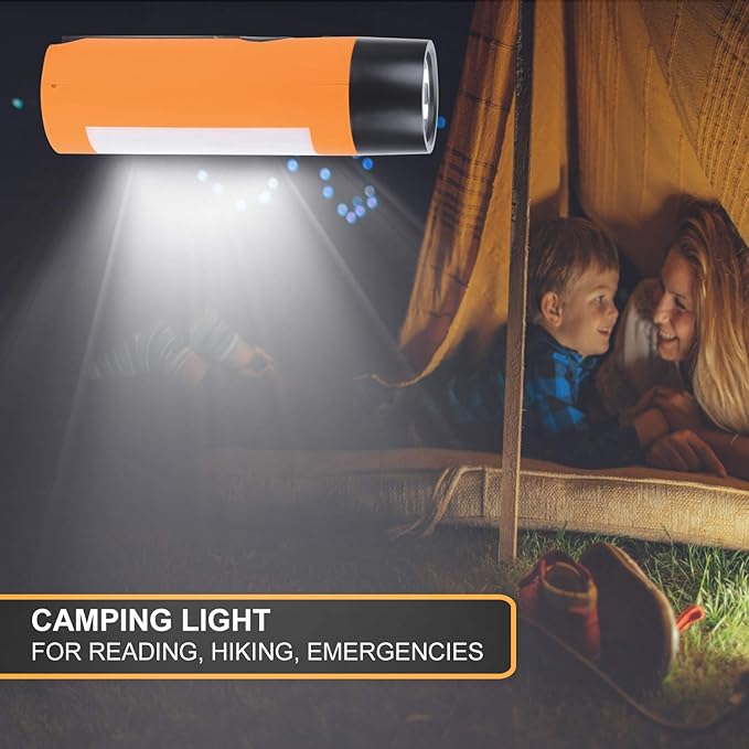 Rechargeable Hand Crank Flashlight/Generator/USB Charger for Phone and Emergency Survival Situations (Orange)