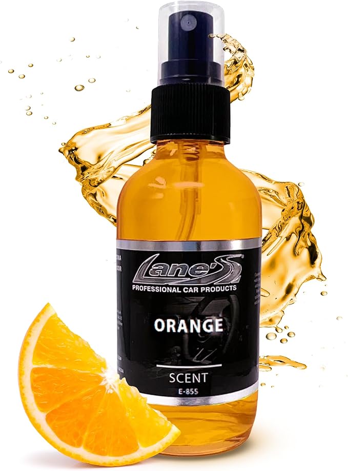 Lane's Premium Car Air Fresheners - Orange Scent Water Based - 4 oz Eliminate Bad Odors of Pet & Food From Car Interior Leather, Carpet, Upholstery Great For Cars, Trucks, SUVs, RVs & More
