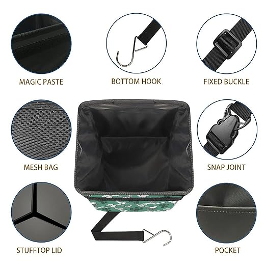 Cactus Car Trash Can with Lid - Collapsible Reusable Waterproof Garage Bag,Automotive Garbage Can,Car Accessories Interior Organizer