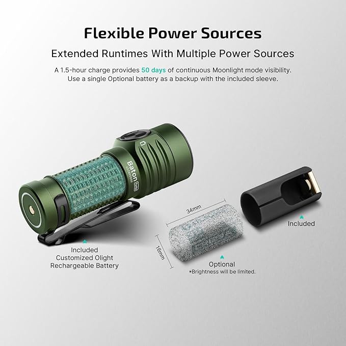 OLIGHT BatonTurbo EDC Flashlight Rechargeable, 1000 Lumens Compact LED Powerful Flash Light 510 Meters Long Throw, with Magnetic Charging Cable and Landyard for Hiking, Camping, Home Use (OD Green)