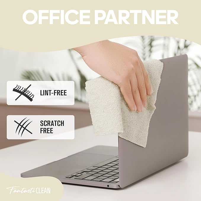 Fantasticlean Microfiber Cleaning Cloth Roll 2 Rolls 120 Pack, Tear Away Paperless Towels, 8" x 8", Reusable Washable Rags, House Kitchen, Pet, Office, Indoor Outdoor, Compact Portable (Off-White)