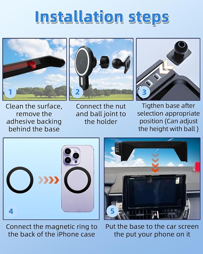 PZK Car Phone Mount for 2023-2025 2026 Honda Accord Hybrid Sport /-L/EX-L/Touring/Prime (Only for 12.3-Inch Screen) Magnetic 15W Fast Wireless Charger Car Phone Holder (Not Fit for LX/EX/SE Series)