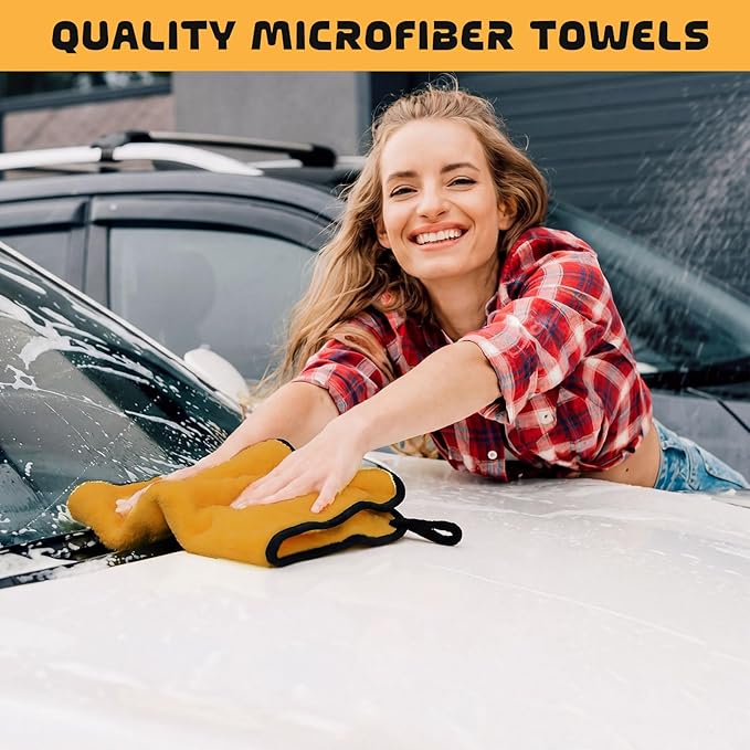Tallew 100 Pcs Microfiber Towels:16"x16" Microfiber Drying Towels Bulk Micro Fiber Car Cleaning Cloth for Cars Drying Washing Polishing Office Windows Cleaning Household Supplies (Yellow)