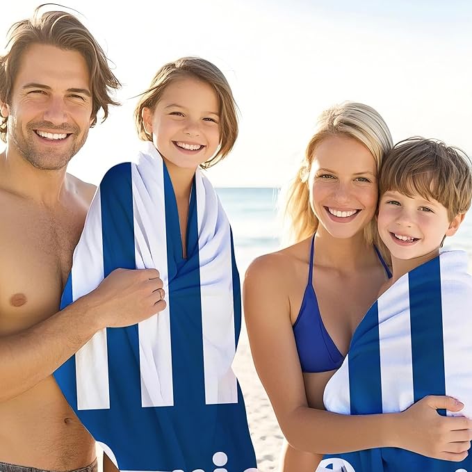 JML Personalized Beach Towel with Name, Custom Cabana Stripe Beach Towel, Customized Microfiber Pool Towel, Quick Dry & Absorbent Swim Towel for Adult,Mother's Day, Birthday, Summer Holiday,Vacation