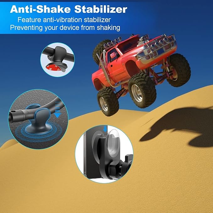 Car Phone Mount for Collapsible Grip/Socket Mount User,Windshield/Dashboard/Vent Phone Holder with Strong Suction Cup,13-Inches Long Arm Gooseneck Cell Phone Cradle for Swappable Grip Stand