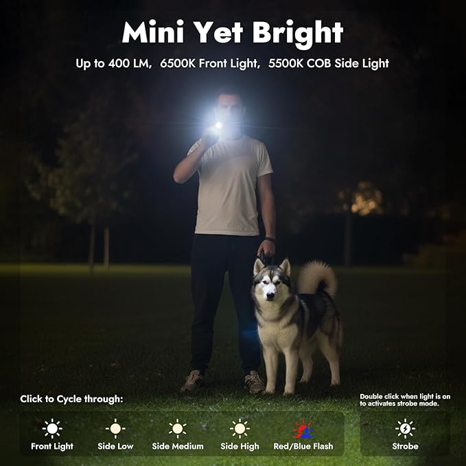 WARSUN Compact Multi-Mode Pocket LED Flashlight - 675LM, USB-C Rechargeable, IPX4, Dual Material, Red/Blue Strobe, for Everyday Carry & Travel