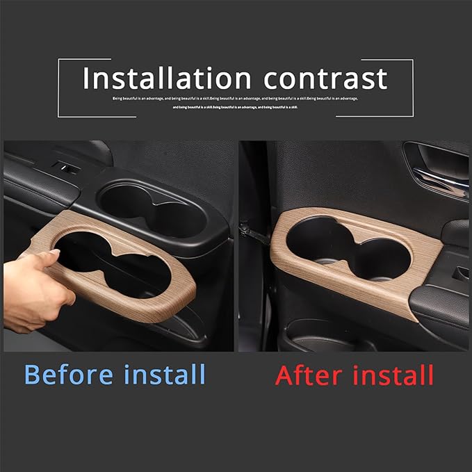 2PCS Rear Door Cup Holder Panel Frame Cover for Honda Pilot 2016-2022/ Passport 2019-2023, ABS Material Automotive 2nd Row Seat Cup Holder Cover Interior Accessories (Pear Wood Grain)