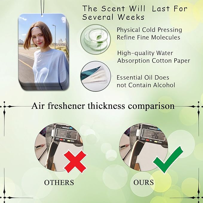 10Pcs Custom Air Fresheners with Picture,Custom Air Freshener for Car,Personalized Air Freshener for Car,Smell Air Fresheners with Photo for Hanging Ornaments, Wardrobe, Bathroom.(Rectangle)