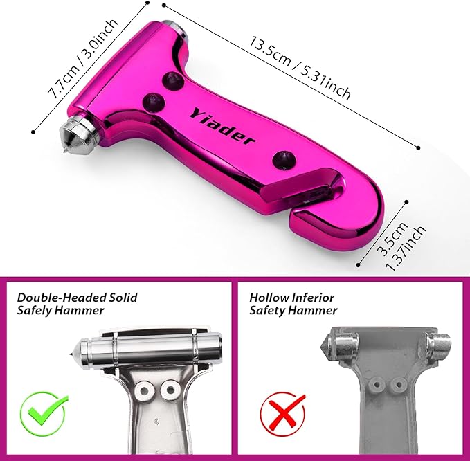 Window Breaker, 3-in-1 Emergency Escape Tool with seat Belt Cutter and Glass Breaker, Safety Emergency Car Escape Tool for Car, Electroplating Pink+Gold