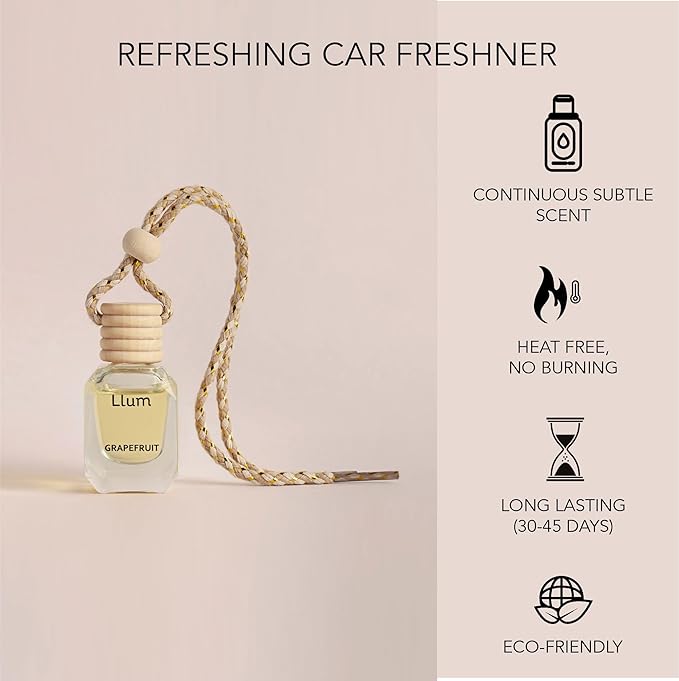 Grapefruit Hanging Air Freshener for Car, Home | with AC Vent Clip |10ml, 0.34 fl.oz |Luxury, Organic, Toxin-Free, Alcohol-Free Perfume |Interior Accessory for fresh Aroma|Long Lasting Fragrance