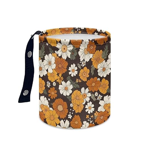 Collapsible Floral Trash Can - Accessories for Cars, Camping & Family Gatherings, Easy to Clean