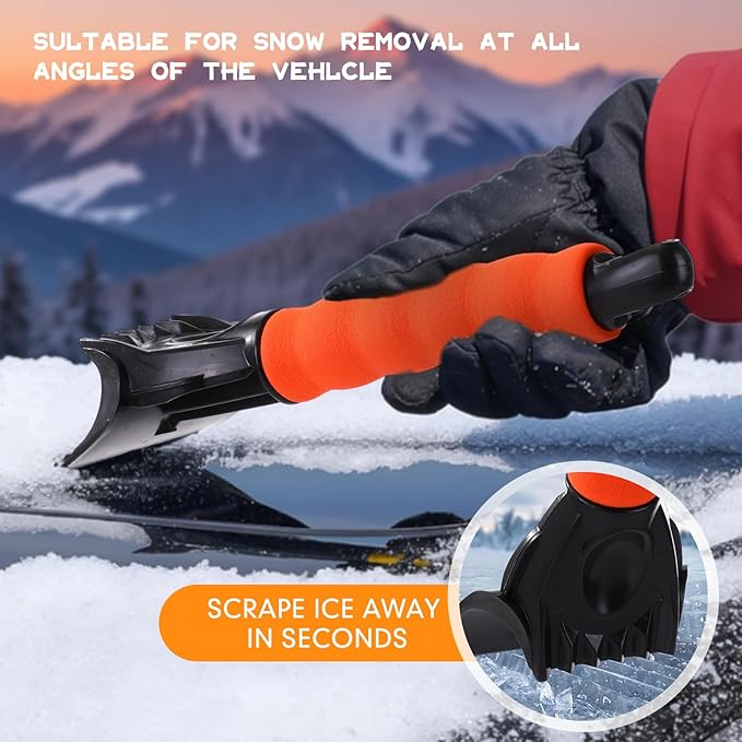 Lasnten 6 Pcs Car Ice Scraper 9.84 x 3.74 Inch Windshield Ice Scraper Winter Car Accessories to Remove Snow, Frost for Small Truck (Popular, Orange Black)