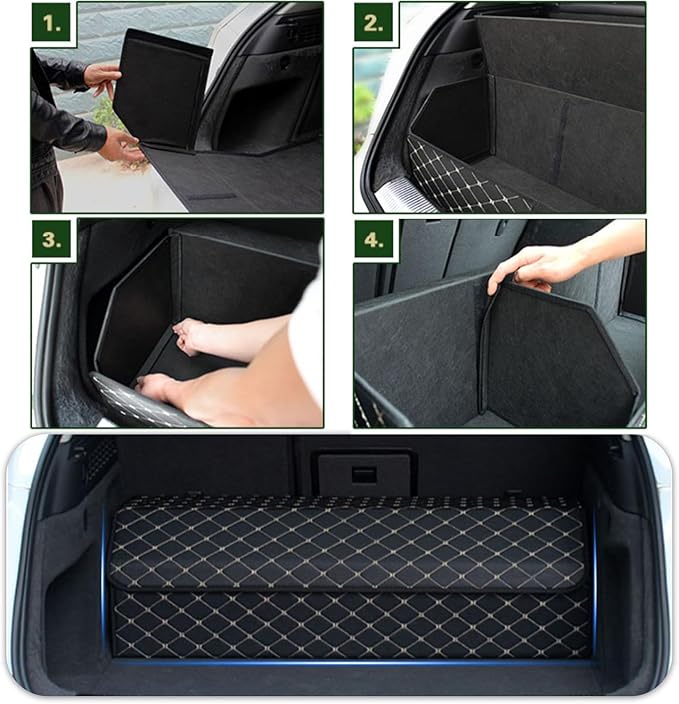 Car Trunk Organizer for Mazda3 - Custom Fit,All-Season Use，Adjustable Partition Design,Large Space Outdoor Trunk Organizer,Leather,for Mazda3 2019-2025