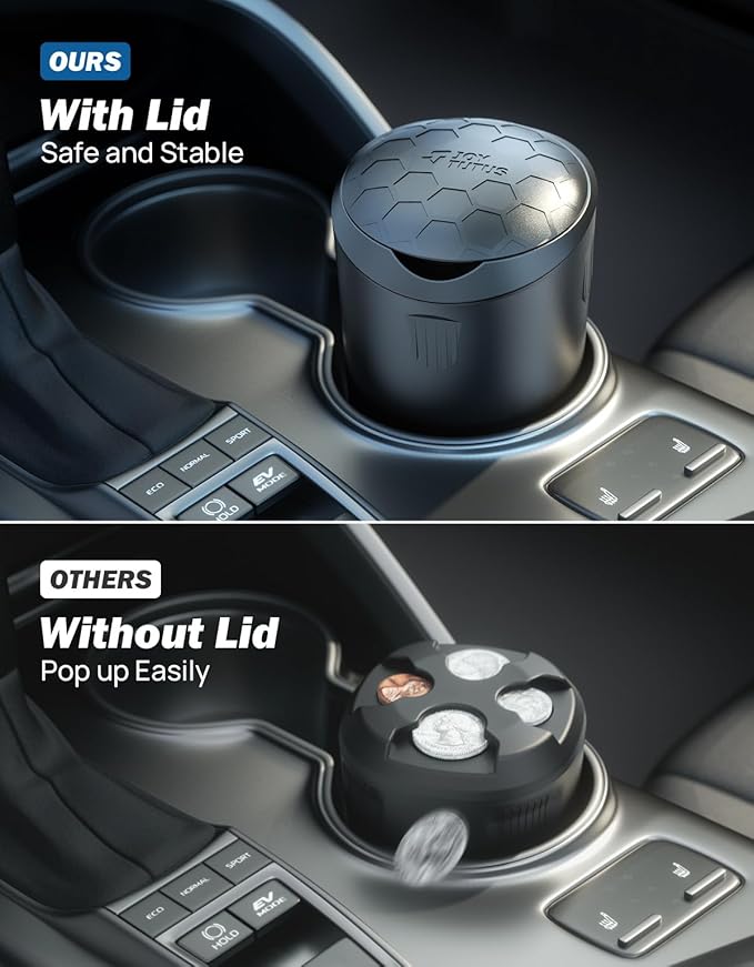 JOYTUTUS Coin Holder for Car, Larger-Capacity Car Change Holder Organizer, Universal Car Coin Holder for Cup Holder, Coin Dispenser Storage Fit Most Car & Trucks Car Accessories(Black, 2 Pack)