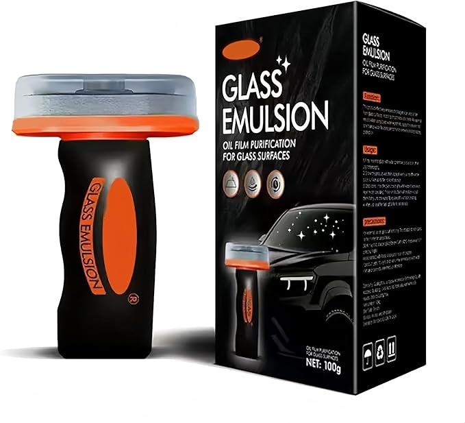 Oil Film Remover for Car Windshields and Windows, New Car Glass Oil Film Cleaner for Paint/Wheels Improve Driving Visibility Universal Anti-Rain Fog Glass Brush (1, Black)