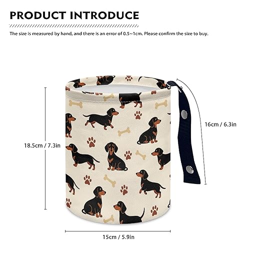Cute Car Trash Can Dachshund Print Automotive Accessories for Interior Organizer Truck SUV RV Vehicle Home Office Small Portable Hanging Garbage Bags