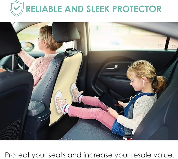 FH Group Faux Leather Seat Back Kick Protectors, Heavy Duty Car Kick Mats for Kids – 2-Pack Back Seat Protector for Driver and Passenger Seat, Waterproof Protection from Dirt, Mud, Easy to Clean