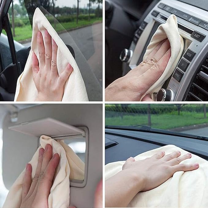 Chamois Cloth for Car, Drying Towel Large Natural Shammy Cleaning Cloth Towel Real Leather Car Washing Wipes (35'' x 23.6'')