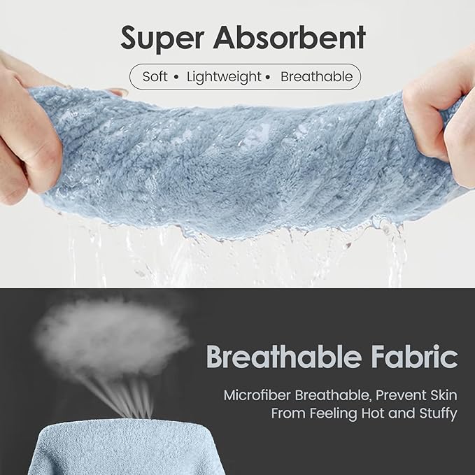 JML Bath Towels Pack of 2, 30 in x 60 in, Large Microfiber Bath Towel Set, Ultra Soft, Super Absorbent, Fast Drying, Use for Sauna, Sport, Travel, Fitness, SPA, Yoga,Coral Fleece -Light Blue