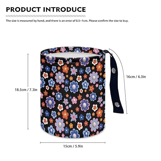 Groovy Hippie Flower Collapsible Trash Can for Cars, Family Gatherings, Camping - Easy to Clean Car Garbage Accessory