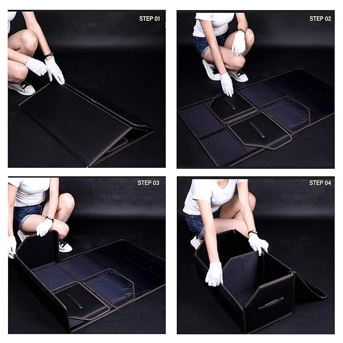 Ergocar Car Trunk Organizer Luxury Foldable Car Boot Tidy Storage Box Waterproof Leopard Car Boot Storage Organiser for Car/SUV/Truck/Auto (Black Leopard-S)