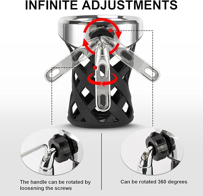 PSLER Motorcycle Drink Cup Holder Handlebar Mount Universal for Dyna Fat Bob Touring Road Glide Street Electra Glide Softail 1996-up Goldwing GL1800 2018-up (Chrome, 105mm)