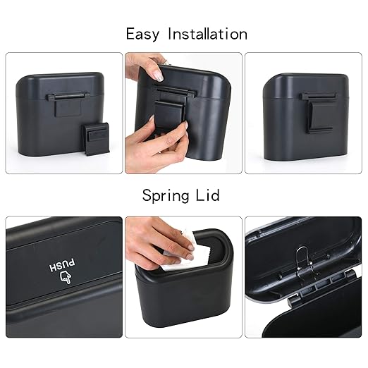 CZWL&HG 2 Pack Mini Car Trash Can with Lid & with 40 Pcs Bags - Waterproof Vehicle Garbage Can for Door/Seat/Home, Odorless Portable Travel Trash Bin