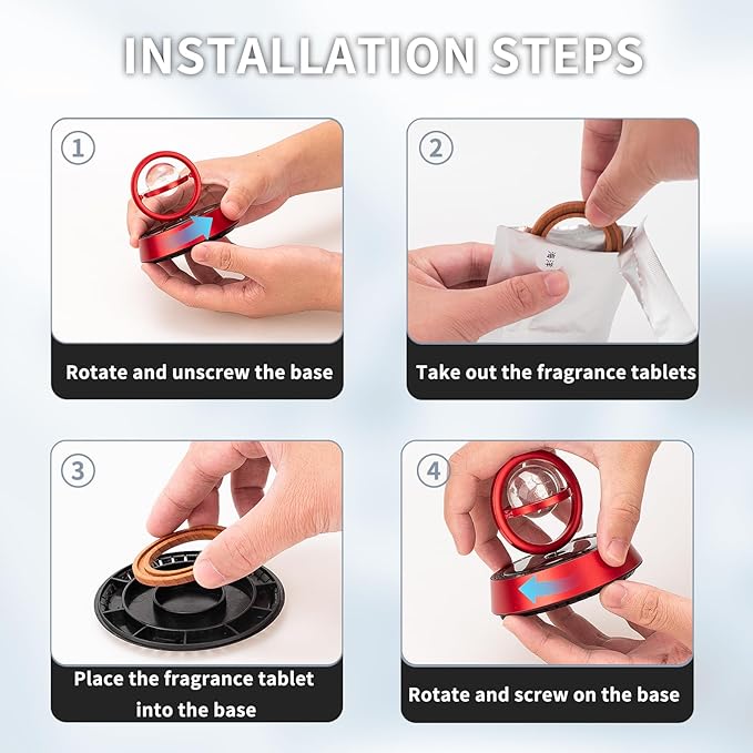 Kwak's Car Air Freshener Little Deer Solar Air Freshener Diffuser for Car Interior Dashboard Autorotation Decoration Accessories with Peace Always (Red-1)