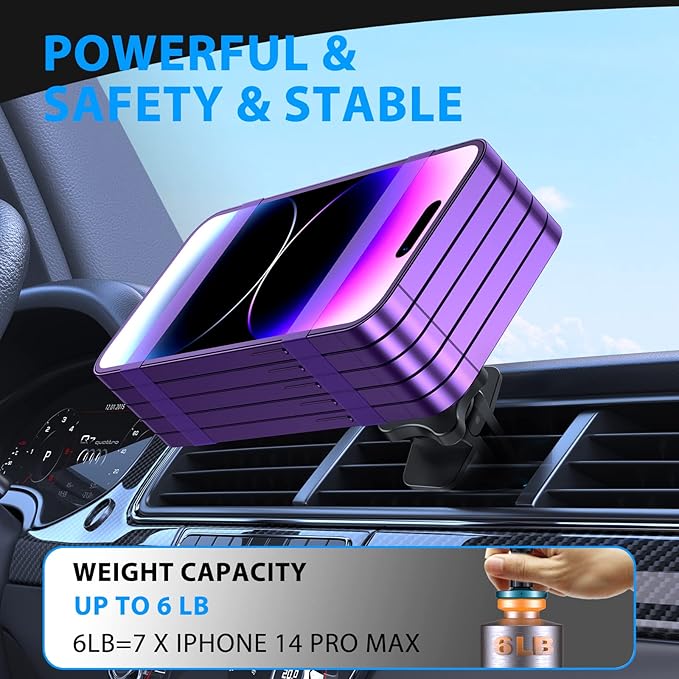 OHLPRO for iPhone 17 Pro Max Magsafe Car Mount Charger, 15W Fast Charging Dashboard Magnetic Car Phone Holder with Vent Clip and 3M Adhesive Base for iPhone 16 15 14 13 12 Series, Blue