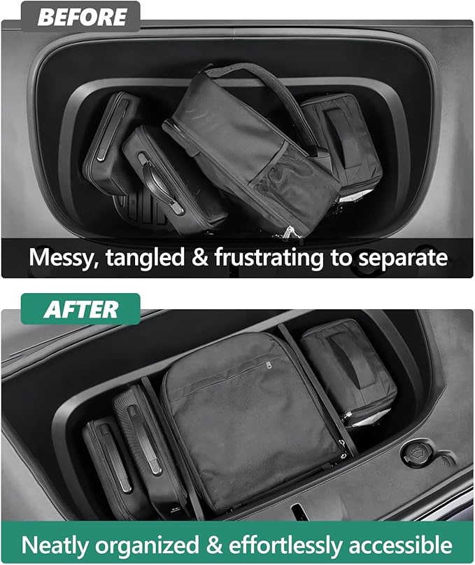 2PCS Front Trunk Partition for Tesla Model Y Juniper 2025 2026 Frunk Partition Tpe Front Trunk Organizer Dividers Model Y Accessories for Supermarket Daily Travel Goods Storage Separation