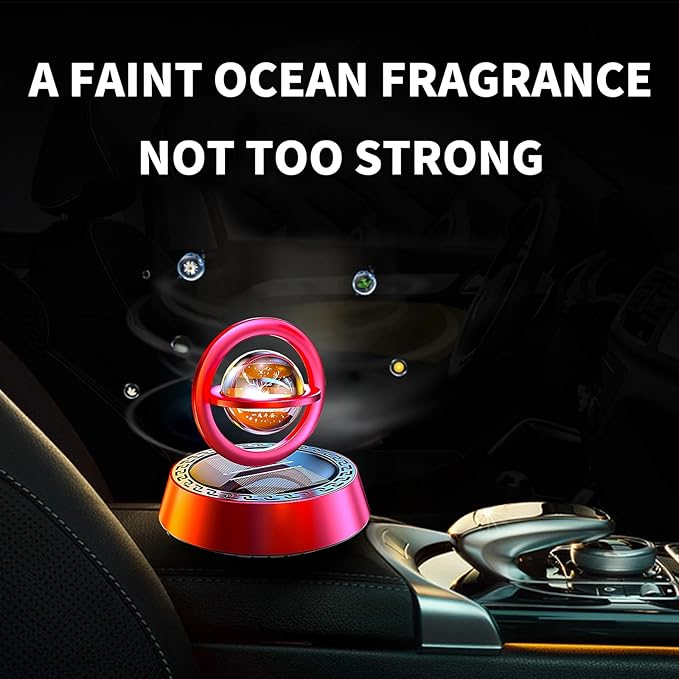 Kwak's Car Air Freshener Little Deer Solar Air Freshener Diffuser for Car Interior Dashboard Autorotation Decoration Accessories with Peace Always (Red-1)