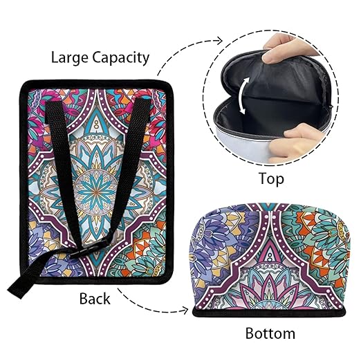 Boho Mandala Car Trash Can Leak-Proof Auto Trash Bin Portable Auto Garbage Bag Large Capacity Trashcan Storage Bag Multipurpose Car Organizer Hanging