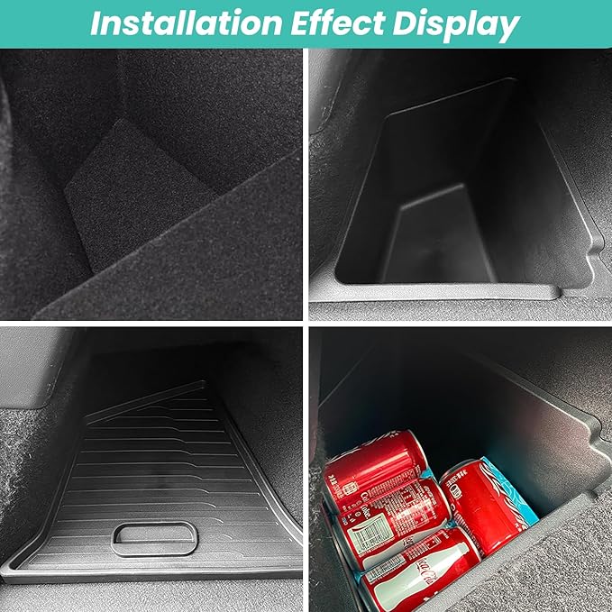 2025 2026 Model Y Juniper Rear Trunk Storage Bins with Lids 2PCS Rear Trunk Storage Box for Refresh Model Y TPE Waterproof Trunk Organizer for Model Y Juniper Interior Accessories