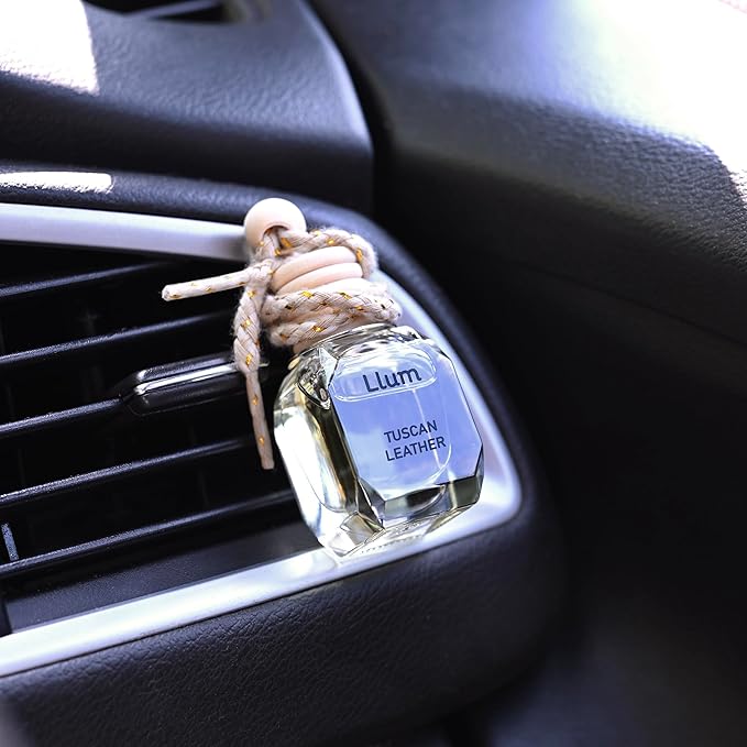 Tuscan Leather Hanging Air Freshener for Car, Home | with AC Vent Clip|10ml, 0.34 fl.oz|Luxury, Organic, Toxin-Free, Alcohol-Free Perfume|Interior Accessory for fresh Aroma|Long Lasting Fragrance