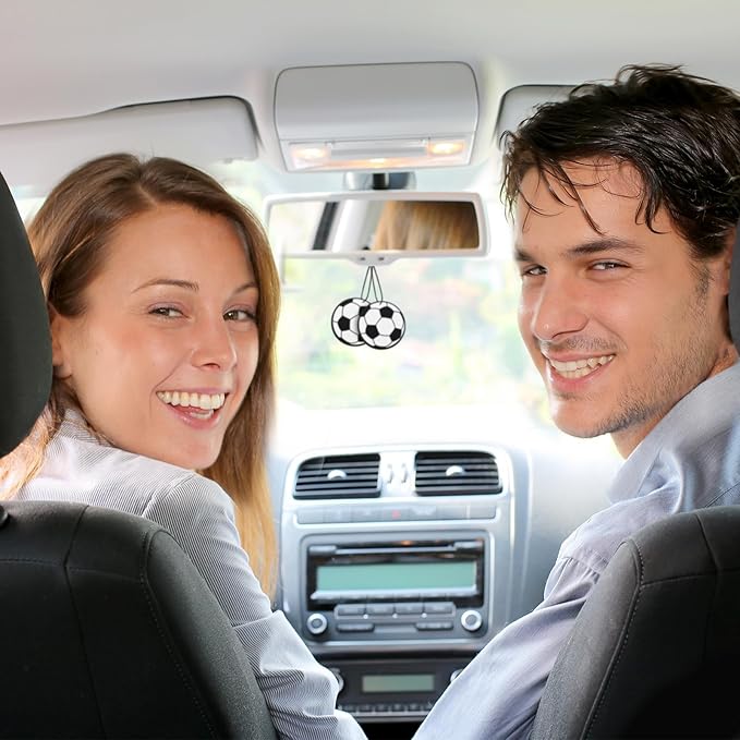 12 Pcs Car Air Freshener Hanging Long Lasting Scent Gift for Sport Lover Automotive Freshener Aromatherapy Tablet Rearview Mirror Interior Accessories Locker Office Home Decoration(Soccer)