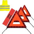 AYKRM 3PACK Car Warning Triangle Heavy Reflective Warning Road Safety Triangle Kit Suitable for car Breakdown and Temporary Parking on The Road.