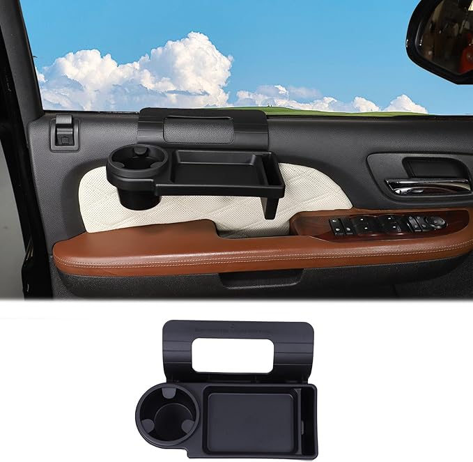 Car Window Multifunctional Storage Tray Organizer Compatible with Cadillac Escalade 2007-2014,ABS Door Side Hanging Cup Holder Storage Rack Interior Accessories