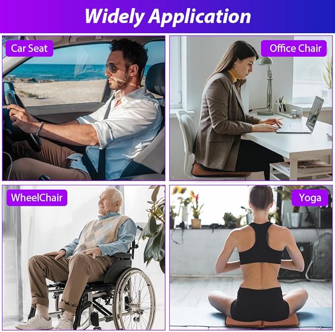 Gel Cushion Seat Pad, Portable Car Seat Cushion for Hip Pain, Massage Travel Cushions for Long Sitting Trips, Thick Gel Cushion for Pressure Relief, Office Chair, Car, Kayak, Coccyx, Wheelchair