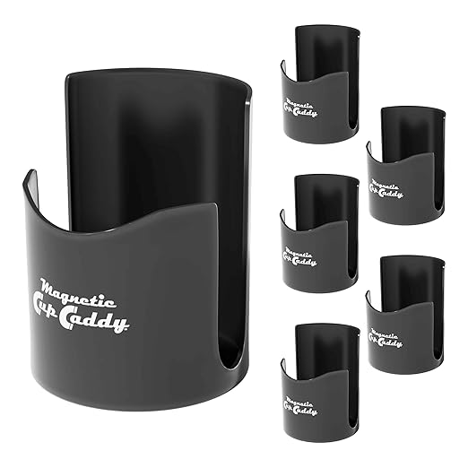 Master Magnetics Magnetic Cup Caddy - Keep Your Favorite Beverage at Hand, 3.3" Inner Diameter, 4.625" Height, Black, Pack of 6, 07583X6