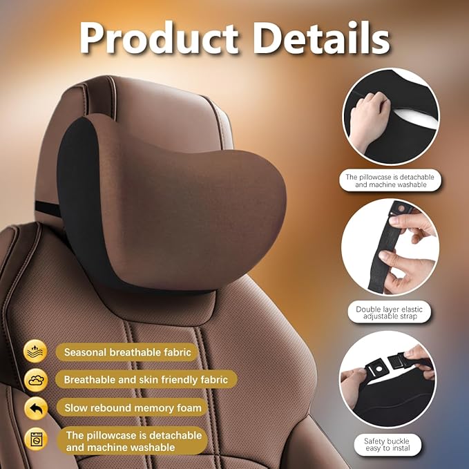 2Pcs Car Neck Pillow, Ultra Comfortable Neck Pillow for Driving, Soft Car Headrest Pillow Like Clouds, Make Your Driving More Comfortable, Suitable for Driving, Traveling