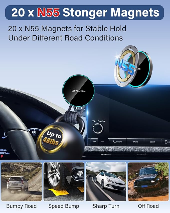 SKYLOTEC Phone Mount for BMW 7 Series 2016-2022 Accessories 10.25/10.3-Inch Screen Fixed Clip, Car Magnetic Phone Holder Compatible with MagSafe, Strong Magnets Fast Wireless Charger Cell Phone Base