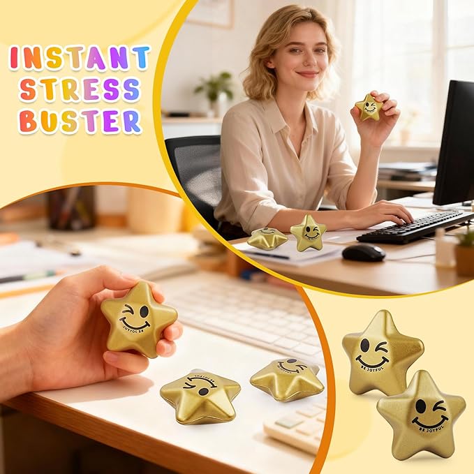100PCS Stress Balls, Star Stress Balls for Adults & Kids, Mini Foam Ball Stress Relief Toys, Fidget Anxiety & Anger Relief at Work/School/Home, Student Prizes, Perfect Party Favors